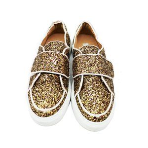 L'AUTRE CHOSE Women's Velcro Strap GOLD Glitter Sneakers Eur 41 US 11